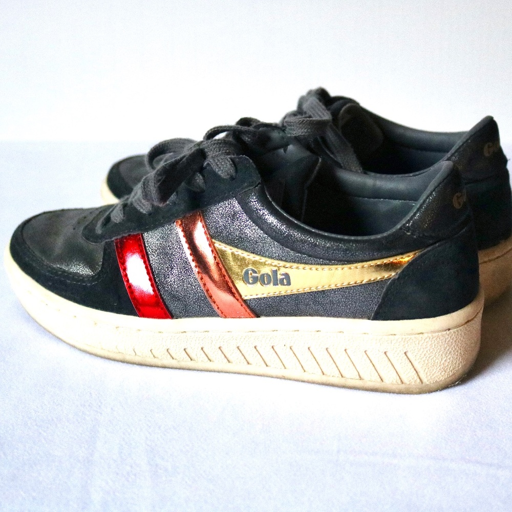 GOLA 'Grandslam" Sneakers Running Shoes Grey Metallic Stripes Women's Size 5